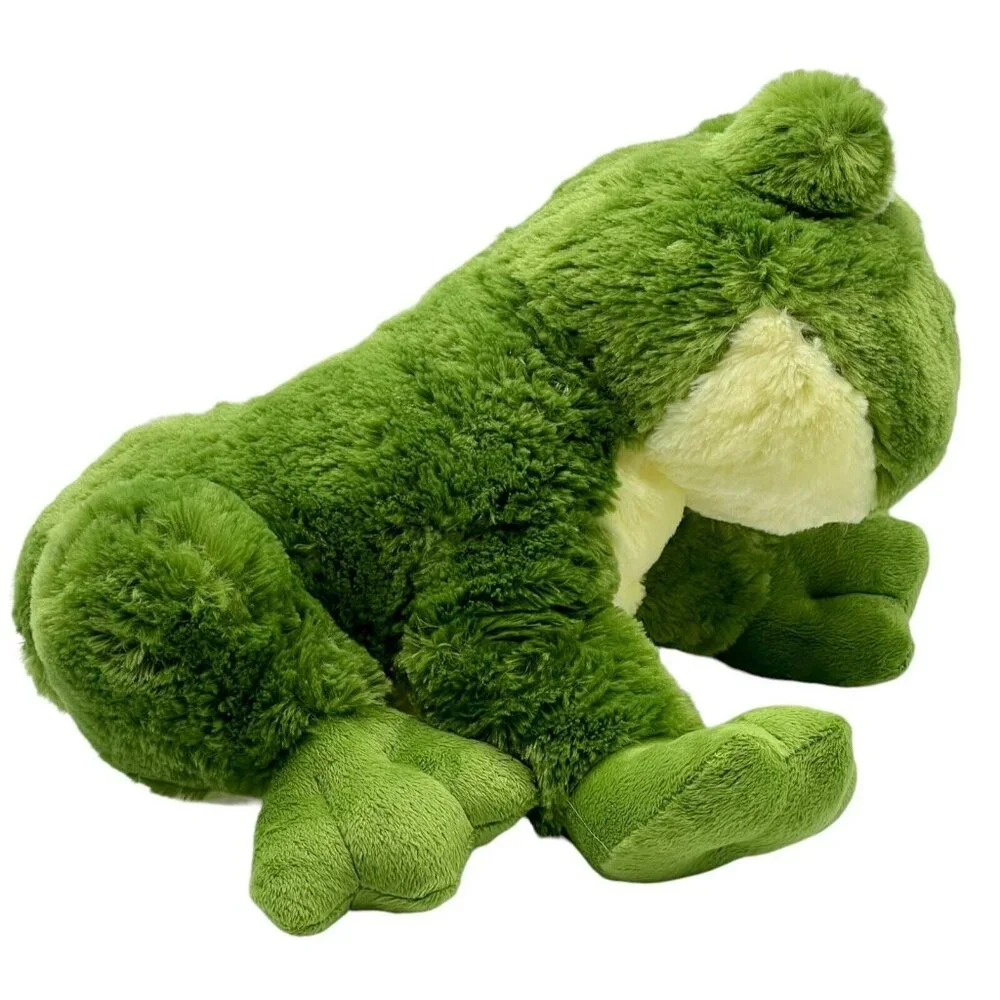 Toys R Us Frog Plush‎ Green Sitting Up 10 inch Stuffed Animal Yellow Belly